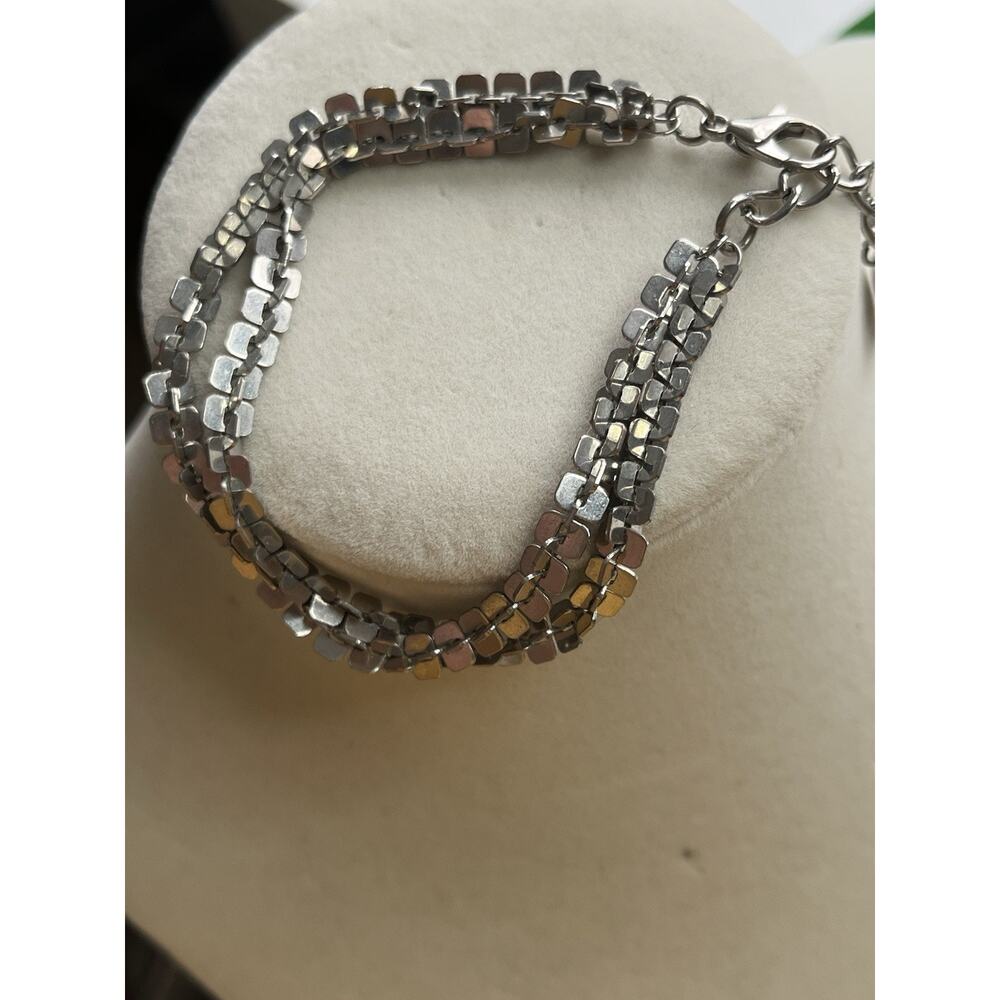 ALFANI Double Strand SILVER-TONE BRACELET Nice 7-8”